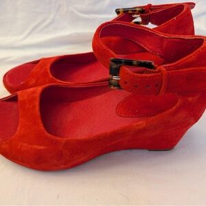 Johnston & Murphy Red Suede Wedges